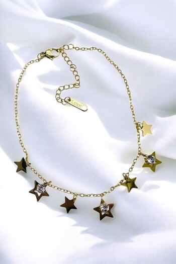 PETEK AKSESUAR Steel Uncertain Star Stone Chain Anklet