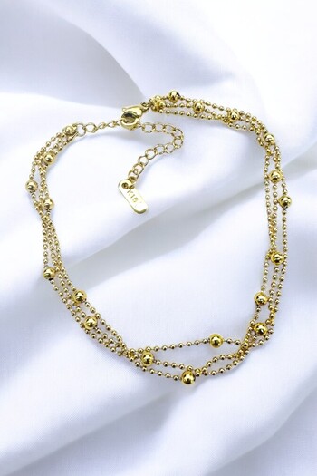 PETEK AKSESUAR Steel Uncertain Ball Beaded Chain Anklet