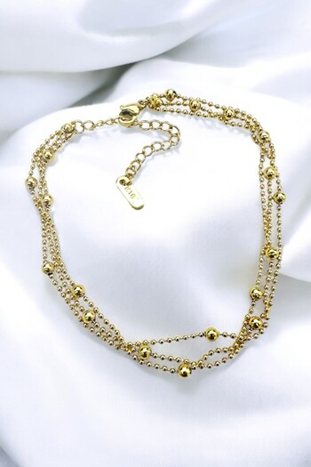 PETEK AKSESUAR Steel Uncertain Ball Beaded Chain Anklet