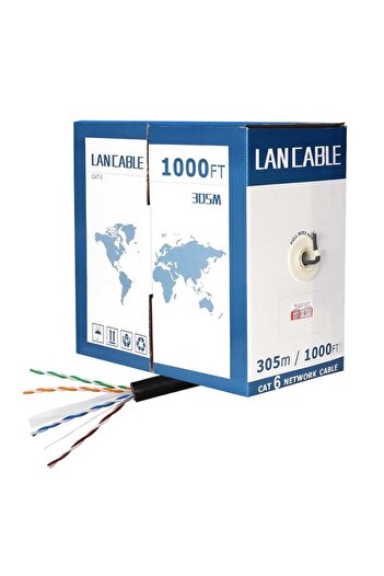 Powermaster PM-8256 23 AWG 0.56 mm CCA 305 Metre Dış Mekan Siyah CAT6 Kablo