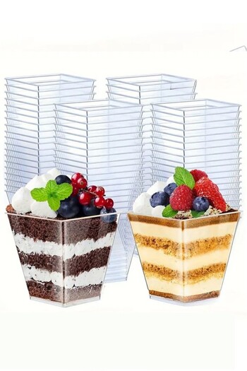 BeySüS Cubic Prism Bowl Mica Without Lid Presentation Container 20 Pcs 200 Cc