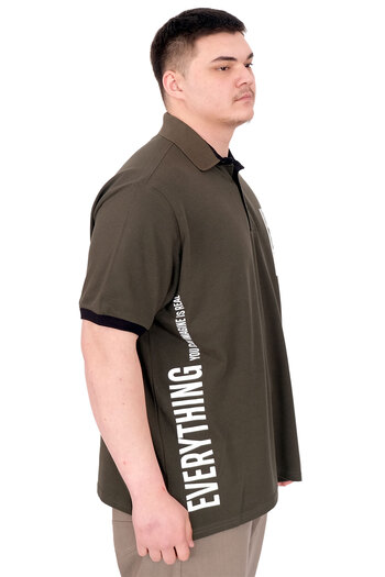ModeXL Mode XL Large Size Men's T-Shirt Polo Neck Real U25309 Khaki