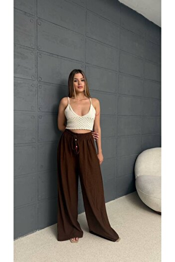 Bak'ap Wide Leg Summer Trousers with Lacing Detail