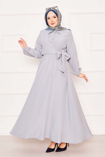EBRUTESETTÜR Hijab Dress with Side Tie and Elastic Waist
