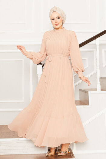 EBRUTESETTÜR Organza Hijab Dress with Sleeves