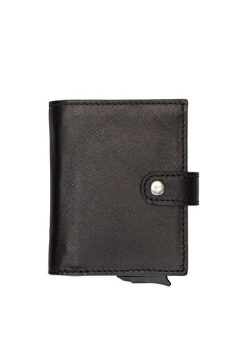 soonaksesuar Palermo Leather Wallet with Card Holder Mechanism RST1 Black