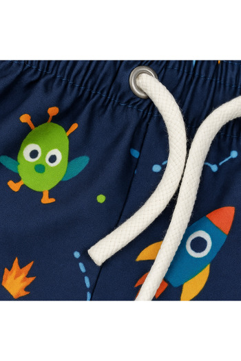 wakawakakidsstore Space and Planet Patterned Navy Blue Boy's Swim Shorts - Navy Blue