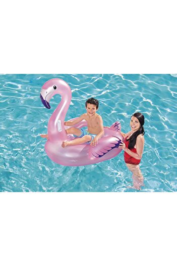 Mıncır Shop Inflatable Flamingo Pool Ride-On Toy, Pink, Medium 127X127 cm