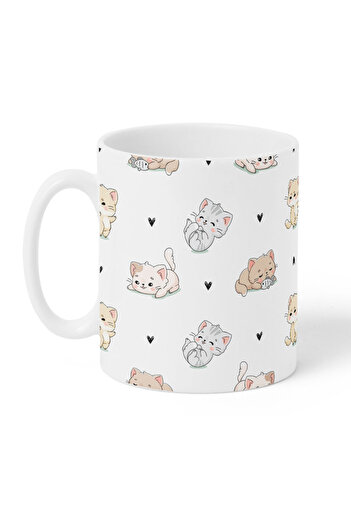 LOWHA 11 oz Ceramic Mug with Cute Cats Design