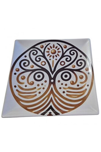 Natural Dessert plate with traditional motif "Tree of Life"