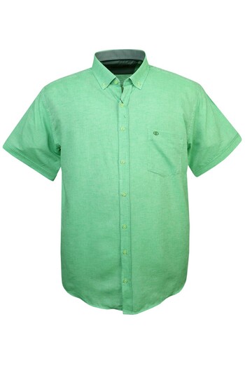 tambattal Plus Size Linen Shirt Short Sleeve Button Collar (Wide Relaxed Fit)
