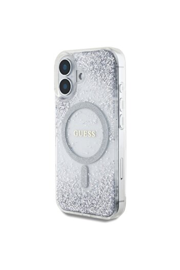 Guess Carcasă pentru iPhone 16 - Guess Hardcase Resin Gradient Glitter MagSafe (GUHMP16SRGGES) - Argintiu