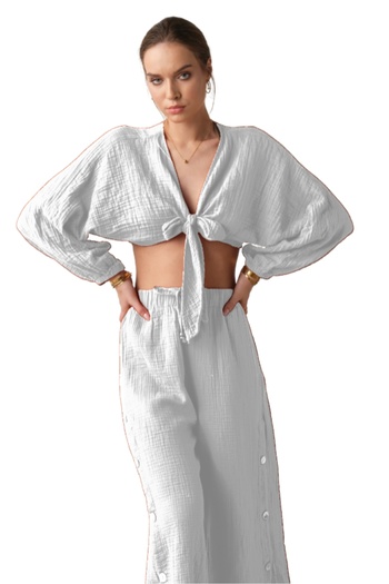 clavia Muslin Bustier, Comfortable, Wide Fit Crop Bustier with Front Tie Detail,