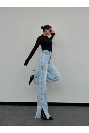 DENİKK Trend Special Design Wide Leg Straight Fit Palazzo Trousers 25