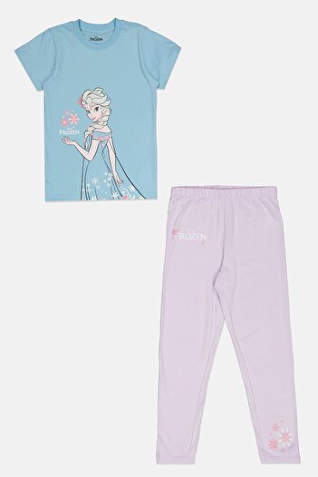 Disney Frozen Kids Girl 2 Piece Short Sleeve Allover Print Pajama Set, Multicolor