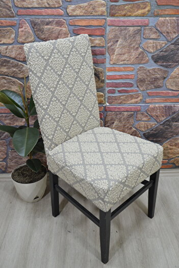 kılıfteks Straight Chair Cover, Jacquard Fabric