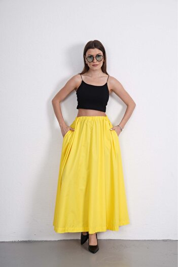 Makarina Women's Elastic Waist Loose Cut Kilos Long Skirt