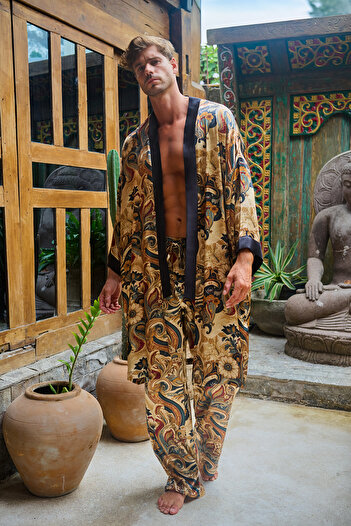 Dear Deer Noir Garden Luxury Kimono & Pants Set