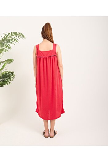 AYSUN TEKSTİL Quality Pocketed Strappy Home & Beach Dress