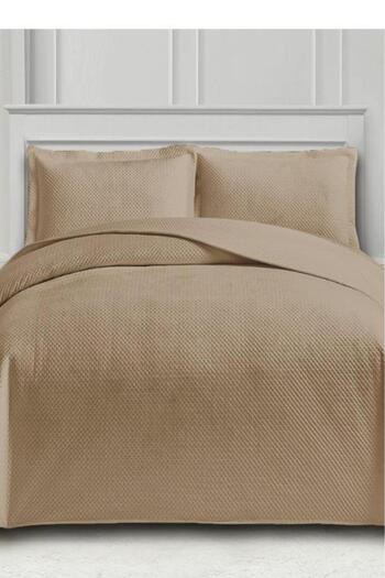 Çeyiz Diyarı Tuscany Double Luxury Velvet Bedspread Cappucino