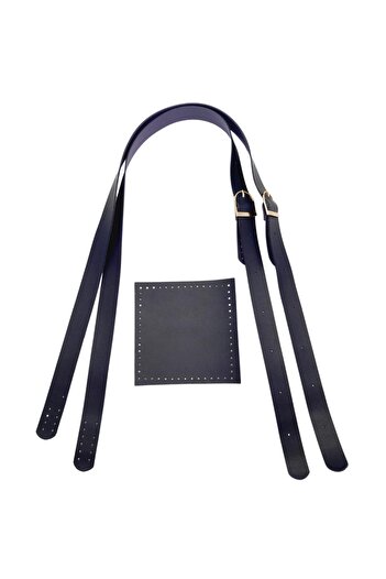 Nusrat Bilişim Σετ τσάντας Navy Blue με τσέπες από συνθετικό δέρμα και ρυθμιζόμενη διπλή λαβή - Ανοιχτόχρωμο μεταλλικό χρυσό