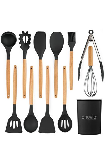Onuvio 12-piece kitchen utensil set, Food-grade Silicone, Heat-resistant, Non-stick, Onuvio™ - Black