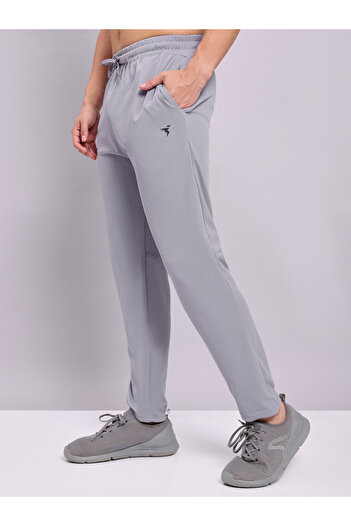 Technosport By Styli Men Grey Solid 4-Way Stretch Track Pants