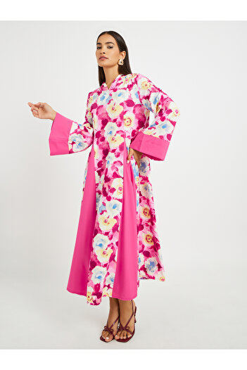 Keenly By Styli Floral Print Pleated A-Line Maxi Dress