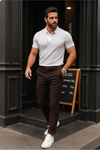 mrpurple Men's Straight Cut Ankle Length Fabric Trousers