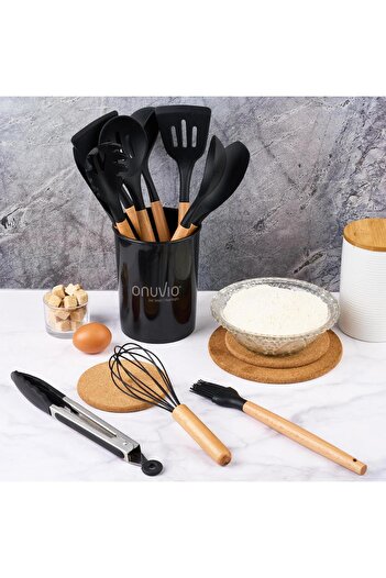 Onuvio 12-piece kitchen utensil set, Food-grade Silicone, Heat-resistant, Non-stick, Onuvio™ - Black