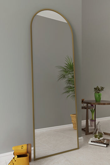 Marsah Home Semi-oval Wall Mirror 180x60 Cm Gold