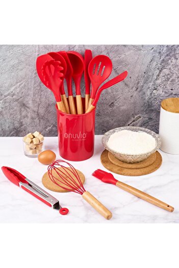 Onuvio 12-piece kitchen utensil set, Food-grade Silicone, Heat-resistant, Non-stick, Onuvio™ - Red