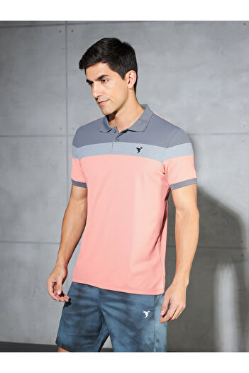Technosport By Styli Color Block Short Sleeve Pique Slim Fit Polo T-Shirt