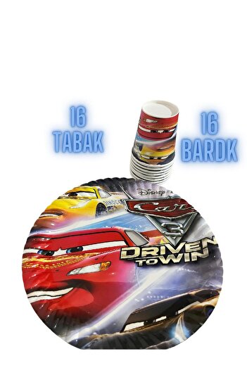 partyrüyası Cars Cars Themed 16-Person Birthday Set with Streamers