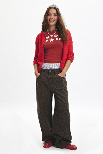 september island Leopard Pattern - Regular Waist Denim Trousers
