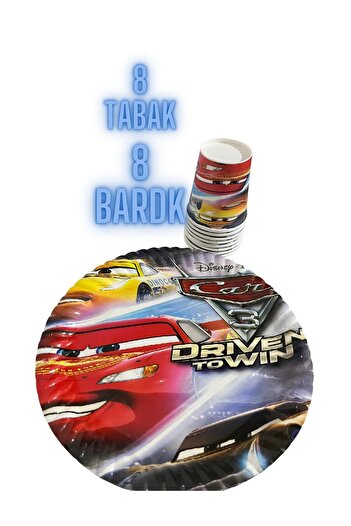 partyrüyası Cars Cars Themed 8-Person Birthday Set with Streamers