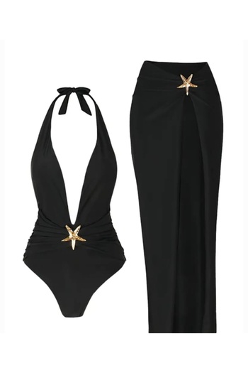 G&H UNDERWEAR Black Swimsuit Set with Gold Starfish