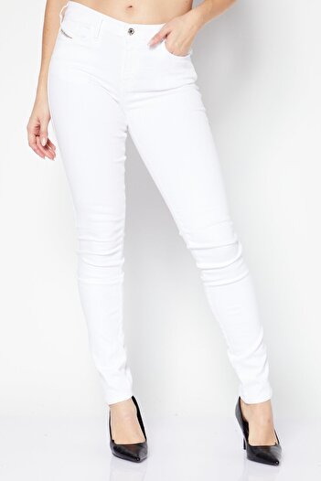 Diesel Women Super Skinny Fit Solid Stretchable Jeans, White