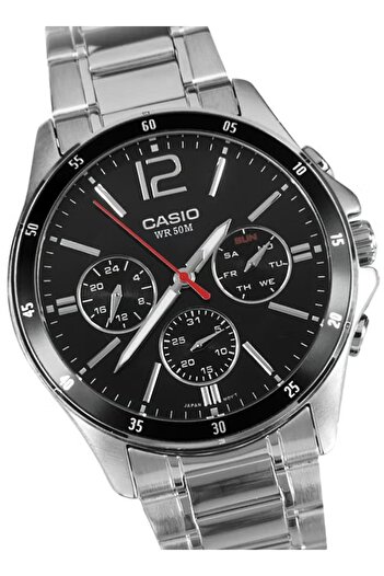 Casio Men's Water Resistant Satinless Steel Chronograph Watch - 44 mm - Silver