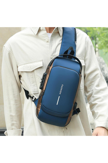 Primo Plus Waterproof Polyester Slim Unisex Crossbody Sling Bag Chest Backpack Men's Shoulder Bag, Hard Shell