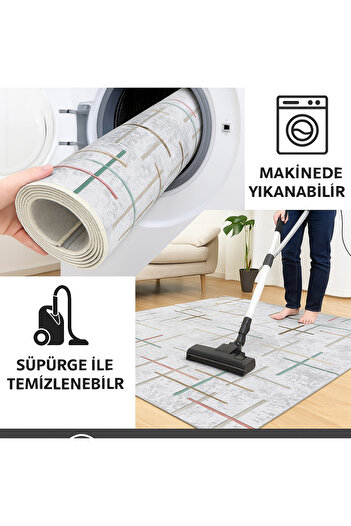 uzhanem Dot Taban Kaymaz Halı Yolluk Mutfak Salon Halısı Dijital Baskılı Yıkanabilir
