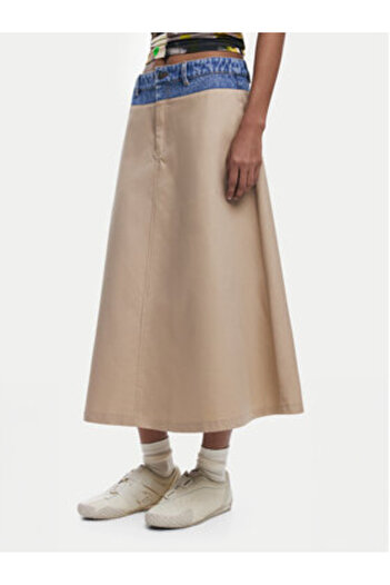 Desigual Women's A-line Skirt 25SWFW12 Beige