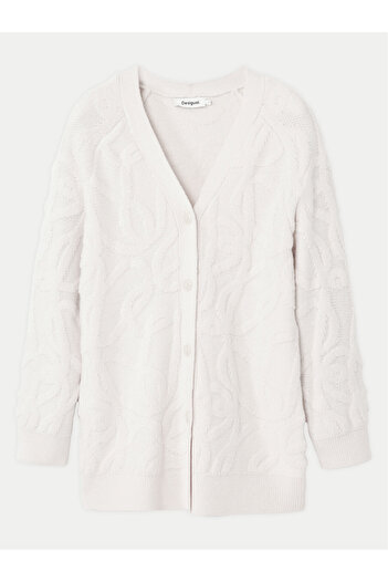 Desigual Women's Cardigan 24WWJF12 Ecru