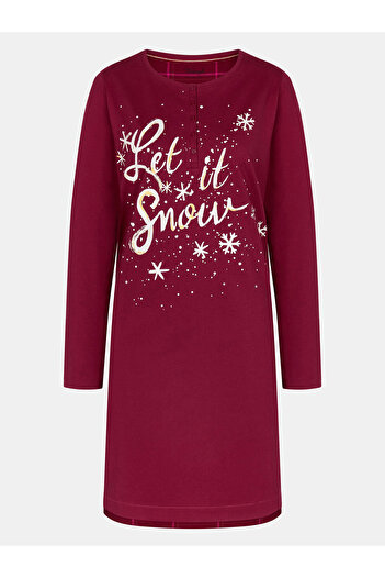 Triumph Women's Nightgown 10216529 WINTER MOMENTS NDK BUTTONS X Red