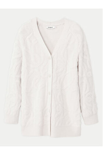 Desigual Women's Cardigan 24WWJF12 Ecru
