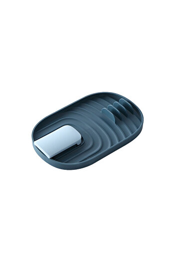 zola Suport silicon ustensile si capace, 5 spatii, plastic, usor de curatat, 18x11.5 cm, albastru