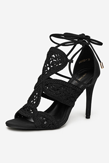 DeeZee Women's Low Sandals Black Stiletto Heel 38