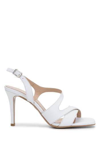 Tamer Tanca Women's Genuine Leather White Heeled Shoes