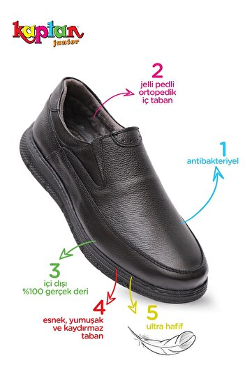 KAPTAN JUNIOR Captain Junior Orthopedic Ultra Comfortable Genuine Leather Men's Shoes with Heel Massage Mulue 625