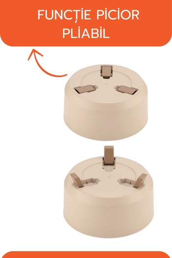 Ginza Maison Set de 3 ghivece rotunde cu picioare pliabile, suport pentru drenaj intern, culoare bej, 15, 18, 22 cm